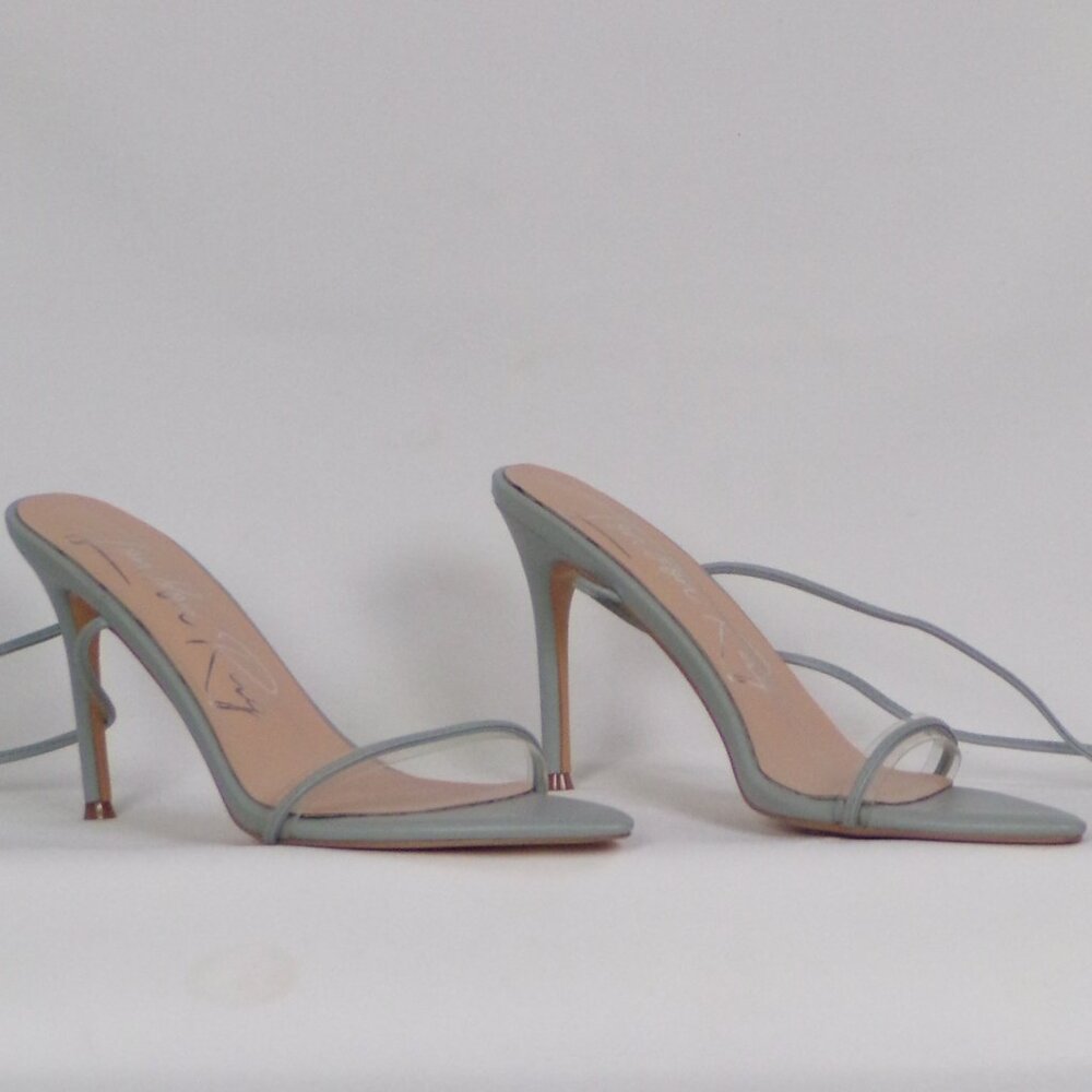 LONDON RAG size 10 baby-blue point-toe ultra-high-heel leg-wrap sandals all syn.